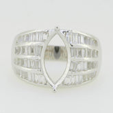 Sterling Silver Semi Mount Ring Setting Marquise MQ 14X7mm Baguette Channel - Syzjewelry
